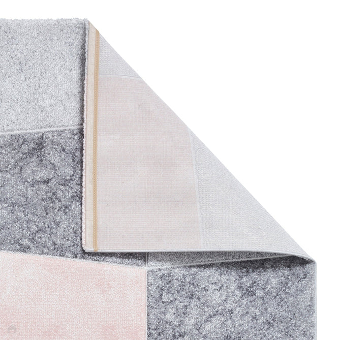 Brooklyn 22192 Modern Geometric Medley Soft Carved Durable Short Pile Grey/Rose Rug-Think Rugs-Rug Love - The Most Loved Rug Store