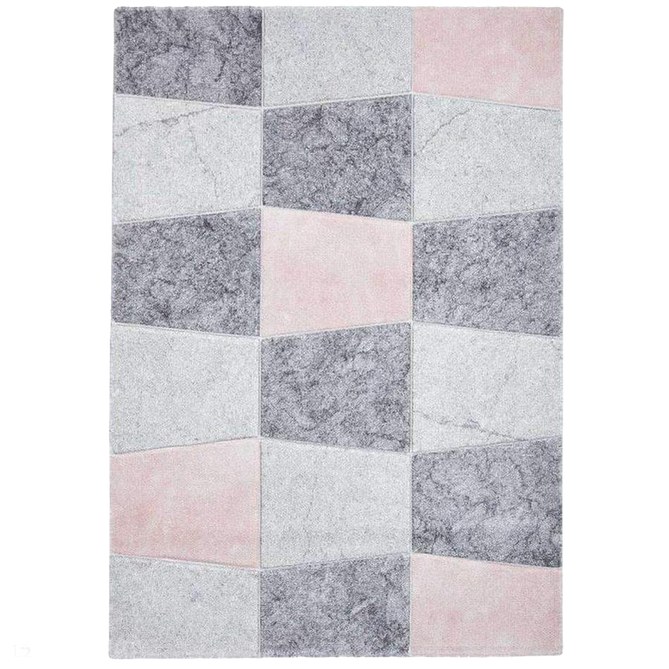 Brooklyn 22192 Modern Geometric Medley Soft Carved Durable Short Pile Grey/Rose Rug-Think Rugs-Rug Love - The Most Loved Rug Store