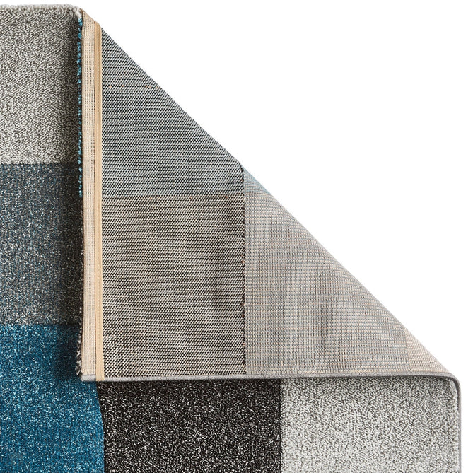 Brooklyn 646 Modern Geometric Tile Blocks Soft Carved Durable Short Pile Blue/Grey/Cream Runner-Think Rugs-Rug Love - The Most Loved Rug Store