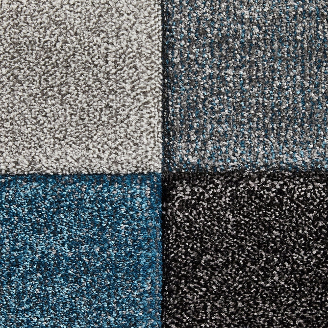 Brooklyn 646 Modern Geometric Tile Blocks Soft Carved Durable Short Pile Blue/Grey/Cream Runner-Think Rugs-Rug Love - The Most Loved Rug Store