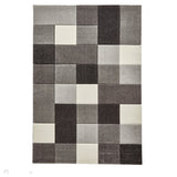 Brooklyn 646 Modern Geometric Tile Blocks Soft Carved Durable Short Pile Grey/Cream Rug