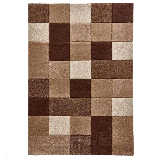 Brooklyn 646 Modern Geometric Tile Blocks Soft Hand-Carved Beige/Brown Rug-Think Rugs-Rug Love - The Most Loved Rug Store