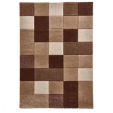 Brooklyn 646 Modern Geometric Tile Blocks Soft Hand-Carved Beige/Brown Rug