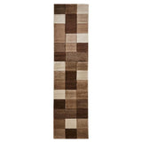 Brooklyn 646 Modern Geometric Tile Blocks Soft Hand-Carved Beige/Brown Runner
