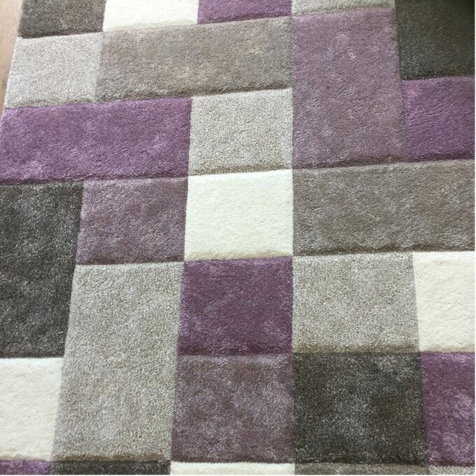 Brooklyn 646 Modern Geometric Tile Blocks Soft Hand-Carved Beige/Purple/Cream Rug-Think Rugs-Rug Love - The Most Loved Rug Store