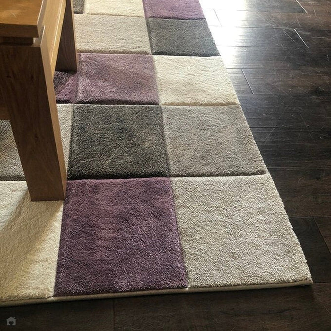 Brooklyn 646 Modern Geometric Tile Blocks Soft Hand-Carved Beige/Purple/Cream Rug-Think Rugs-Rug Love - The Most Loved Rug Store
