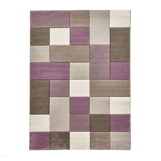 Brooklyn 646 Modern Geometric Tile Blocks Soft Hand-Carved Beige/Purple/Cream Rug-Think Rugs-Rug Love - The Most Loved Rug Store