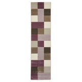 Brooklyn 646 Modern Geometric Tile Blocks Soft Hand-Carved Beige/Purple/Cream Runner
