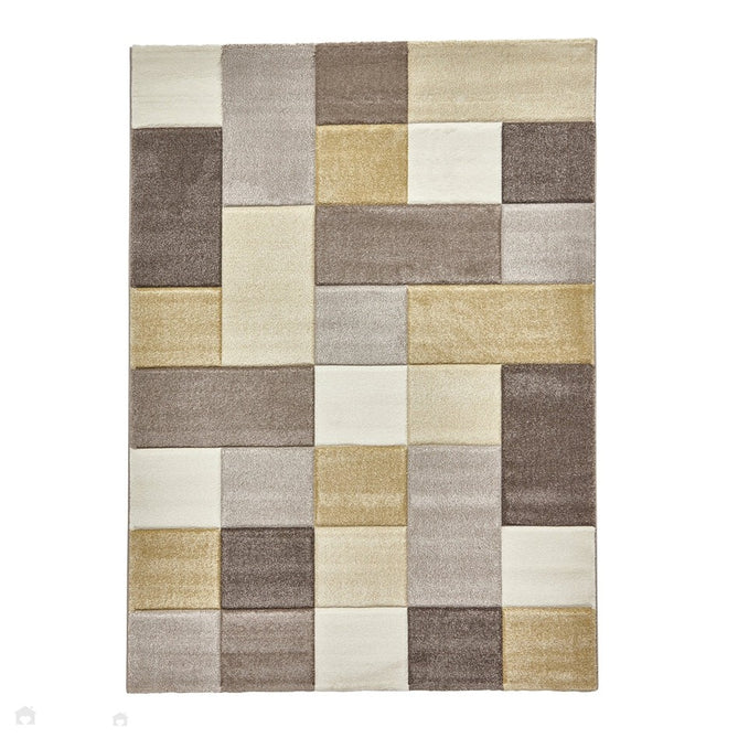 Brooklyn 646 Modern Geometric Tile Blocks Soft Hand-Carved Beige/Yellow/Cream Rug-Think Rugs-Rug Love - The Most Loved Rug Store