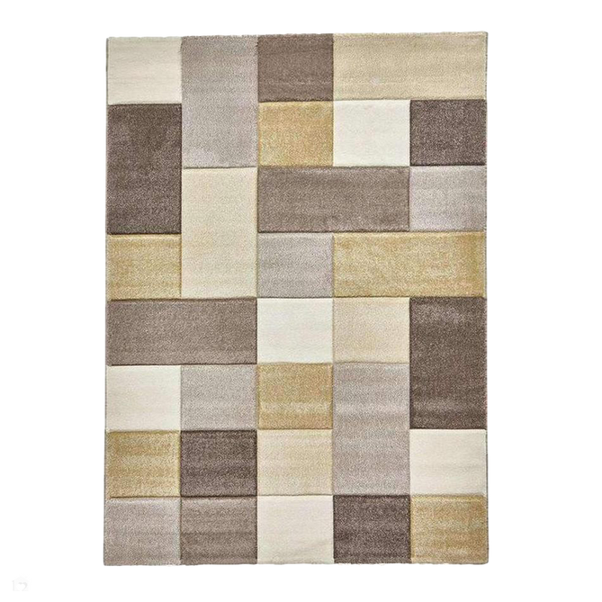Brooklyn 646 Modern Geometric Tile Blocks Soft Hand-Carved Beige/Yellow/Cream Rug-Think Rugs-Rug Love - The Most Loved Rug Store