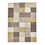 Brooklyn 646 Modern Geometric Tile Blocks Soft Hand-Carved Beige/Yellow/Cream Rug