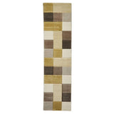 Brooklyn 646 Modern Geometric Tile Blocks Soft Hand-Carved Beige/Yellow/Cream Runner