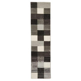 Brooklyn 646 Modern Geometric Tile Blocks Soft Hand-Carved Grey/Cream Runner