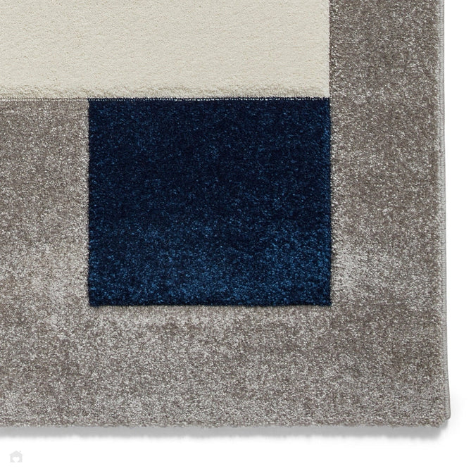 Brooklyn BRK04 Modern Geometric Patchwork Blocks Border Soft Carved Durable Short Pile Grey/Navy/Cream Rug-Think Rugs-Rug Love - The Most Loved Rug Store