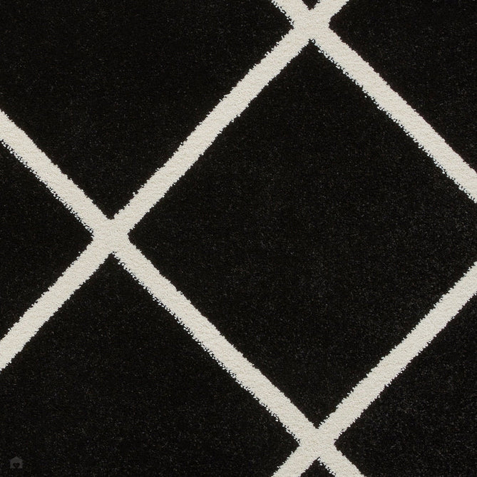 Brooklyn BRK35 Modern Geometric Diamond Soft Carved Durable Short Pile Black/White Rug-Think Rugs-Rug Love - The Most Loved Rug Store