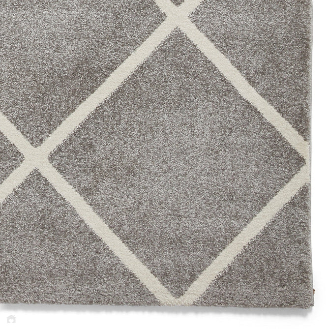 Brooklyn BRK35 Modern Geometric Diamond Soft Carved Durable Short Pile Grey/Cream Rug-Think Rugs-Rug Love - The Most Loved Rug Store
