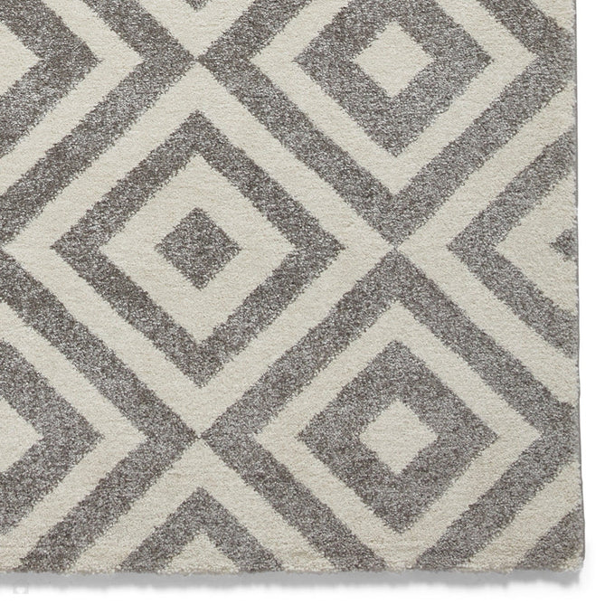 Brooklyn BRK89 Modern Geometric Diamond Soft Carved Durable Short Pile Grey/White Rug-Think Rugs-Rug Love - The Most Loved Rug Store