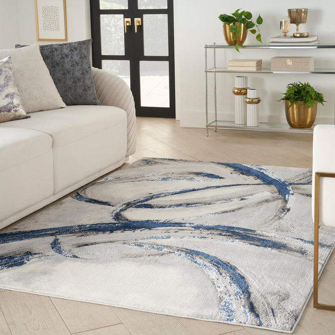Brushstrokes BSK02 Grey/Navy Runner-Nourison-Rug Love - The Most Loved Rug Store