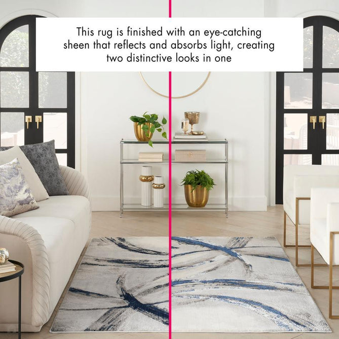 Brushstrokes BSK02 Grey/Navy Runner-Nourison-Rug Love - The Most Loved Rug Store