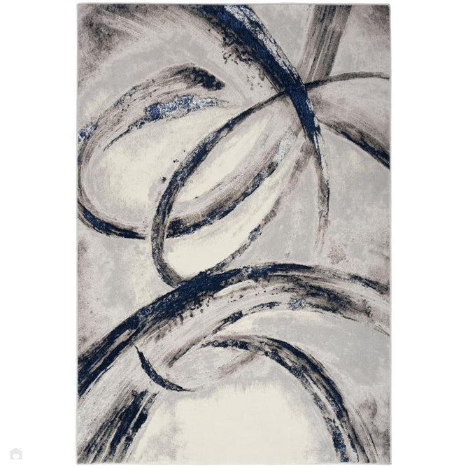 Brushstrokes BSK02 Grey/Navy Runner-Nourison-Rug Love - The Most Loved Rug Store