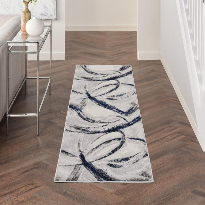 Brushstrokes BSK02 Grey/Navy Runner-Nourison-Rug Love - The Most Loved Rug Store