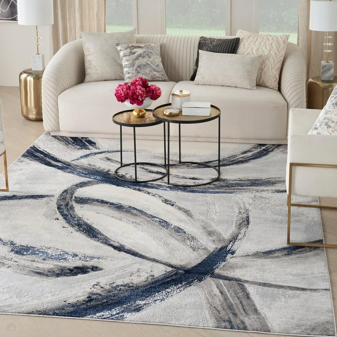 Brushstrokes BSK02 Grey/Navy Runner-Nourison-Rug Love - The Most Loved Rug Store