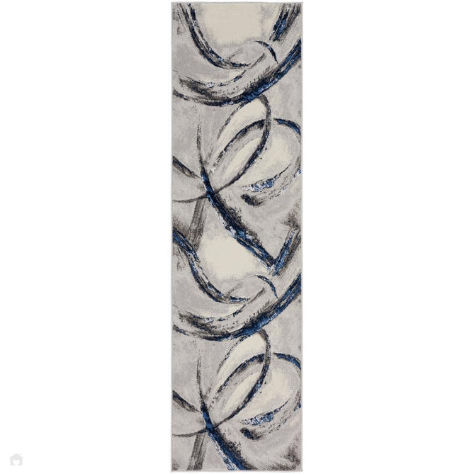 Brushstrokes BSK02 Grey/Navy Runner-Nourison-Rug Love - The Most Loved Rug Store