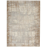 CK Rush CK950 Modern Crosshatched Linear Abstract Distressed Hi-Low Textured Low Flat-Pile Ivory/Taupe Rug