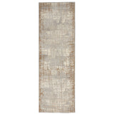 CK Rush CK950 Modern Crosshatched Linear Abstract Distressed Hi-Low Textured Low Flat-Pile Ivory/Taupe Runner