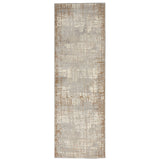 CK Rush CK950 Modern Crosshatched Linear Abstract Distressed Hi-Low Textured Low-Profile Short-Pile Ivory/Taupe/Grey Runner