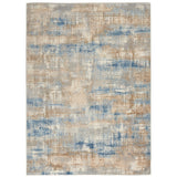 CK Rush CK951 Modern Crosshatched Linear Abstract Distressed Hi-Low Textured Low Flat-Pile Blue/Beige Rug