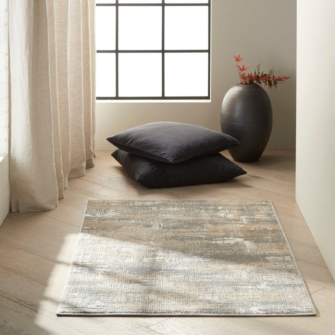 CK Rush CK951 Modern Crosshatched Linear Abstract Distressed Hi-Low Textured Low-Profile Short-Pile Grey/Beige/Charcoal/Taupe Rug-Calvin Klein-Rug Love - The Most Loved Rug Store
