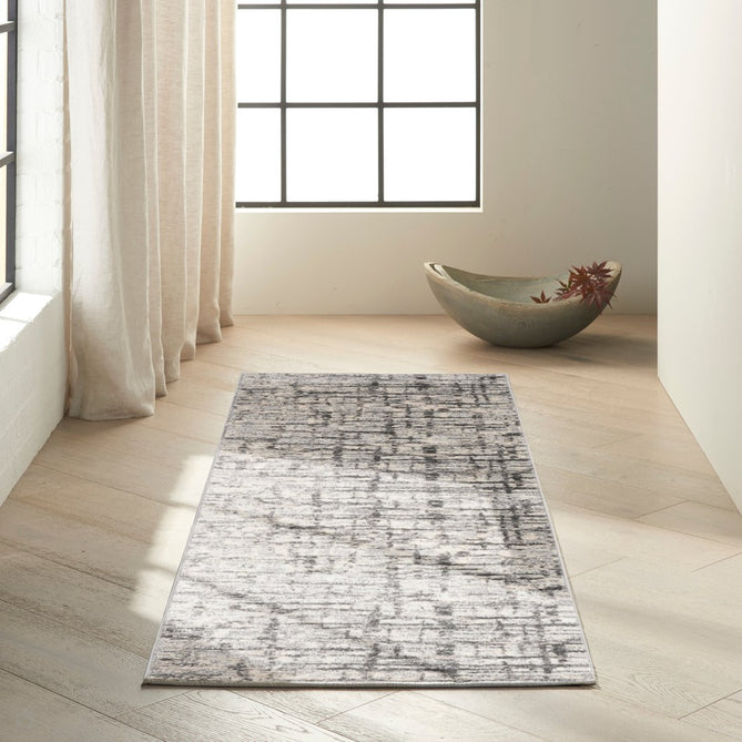 CK Rush CK952 Modern Crosshatched Linear Abstract Distressed Hi-Low Textured Low Flat-Pile Ivory/Grey Rug-Calvin Klein-Rug Love - The Most Loved Rug Store