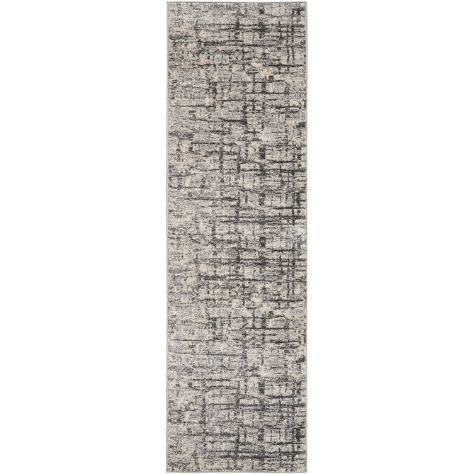 CK Rush CK952 Modern Crosshatched Linear Abstract Distressed Hi-Low Textured Low Flat-Pile Ivory/Grey Rug-Calvin Klein-Rug Love - The Most Loved Rug Store
