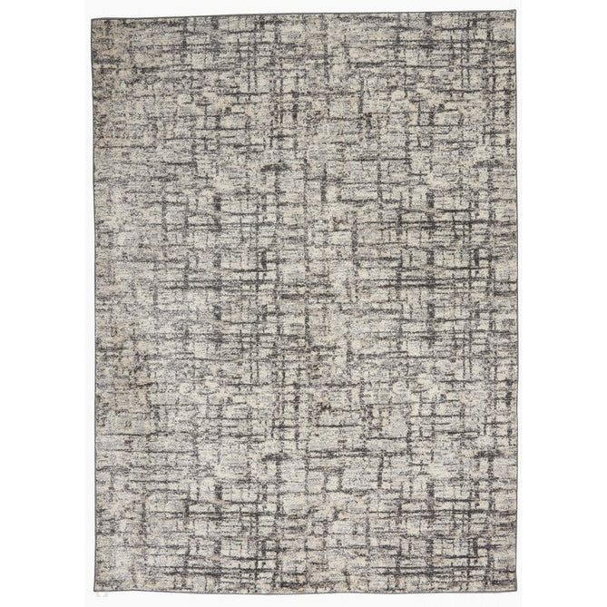 CK Rush CK952 Modern Crosshatched Linear Abstract Distressed Hi-Low Textured Low Flat-Pile Ivory/Grey Rug-Calvin Klein-Rug Love - The Most Loved Rug Store