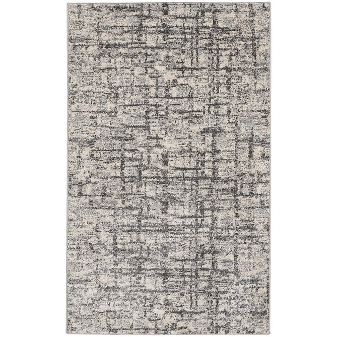 CK Rush CK952 Modern Crosshatched Linear Abstract Distressed Hi-Low Textured Low Flat-Pile Ivory/Grey Rug-Calvin Klein-Rug Love - The Most Loved Rug Store
