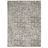 CK Rush CK952 Modern Crosshatched Linear Abstract Distressed Hi-Low Textured Low Flat-Pile Ivory/Grey Rug
