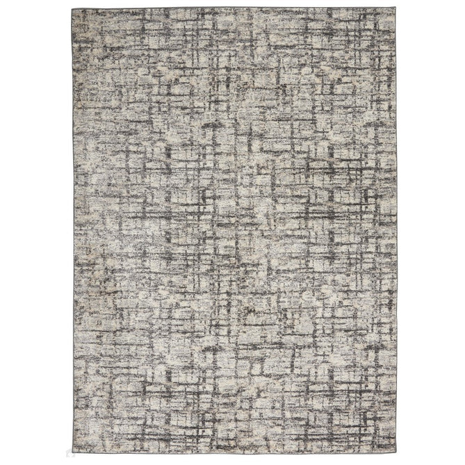 CK Rush CK952 Modern Crosshatched Linear Abstract Distressed Hi-Low Textured Low Flat-Pile Ivory/Grey Rug-Calvin Klein-Rug Love - The Most Loved Rug Store
