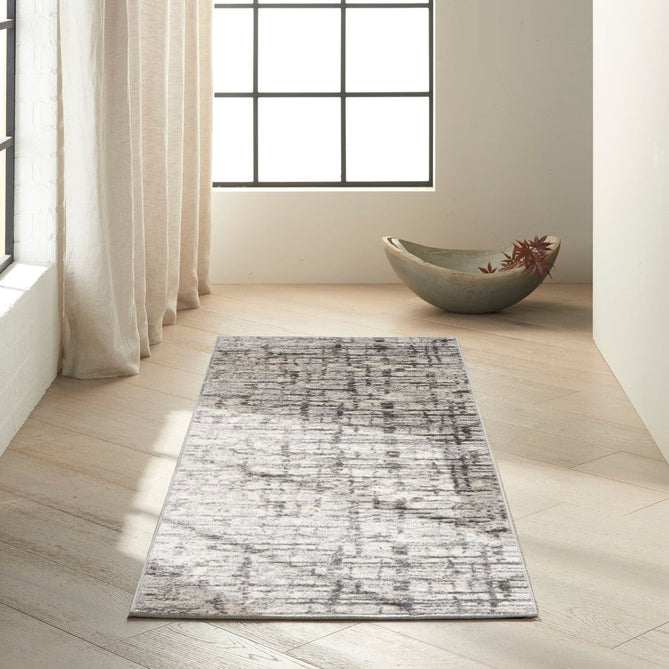 CK Rush CK952 Modern Crosshatched Linear Abstract Distressed Hi-Low Textured Low-Profile Short-Pile Ivory/Grey/Charcoal Rug-Calvin Klein-Rug Love - The Most Loved Rug Store