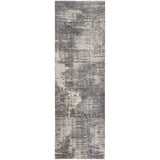 CK Rush CK953 Modern Crosshatched Linear Abstract Distressed Hi-Low Textured Low Flat-Pile Grey/Beige Runner