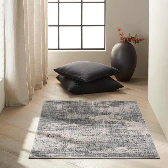 CK Rush CK953 Modern Crosshatched Linear Abstract Distressed Hi-Low Textured Low-Profile Short-Pile Grey/Beige/Ivory Rug-Calvin Klein-Rug Love - The Most Loved Rug Store