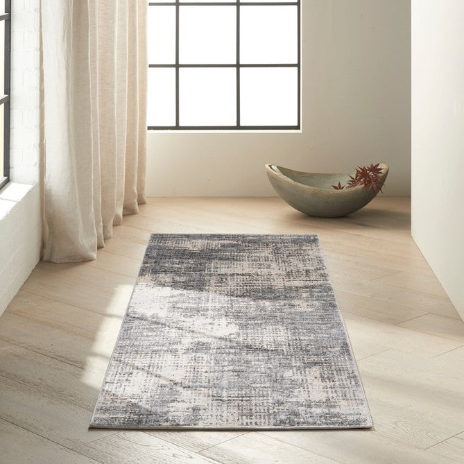 CK Rush CK953 Modern Crosshatched Linear Abstract Distressed Hi-Low Textured Low-Profile Short-Pile Grey/Beige/Ivory Rug-Calvin Klein-Rug Love - The Most Loved Rug Store
