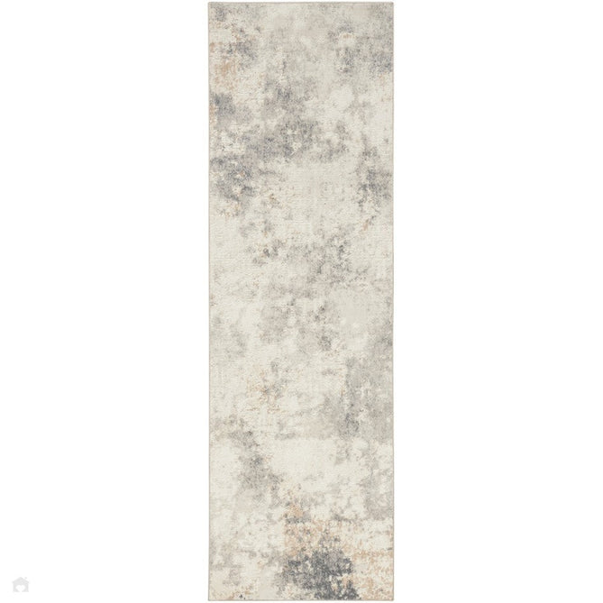 CK005 Enchanting ECH07 Modern Abstract Distressed Hi-Low Textured Low Flat-Pile Ivory/Grey Rug-Calvin Klein-Rug Love - The Most Loved Rug Store