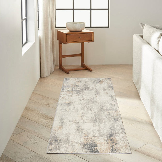 CK005 Enchanting ECH07 Modern Abstract Distressed Hi-Low Textured Low Flat-Pile Ivory/Grey Rug-Calvin Klein-Rug Love - The Most Loved Rug Store