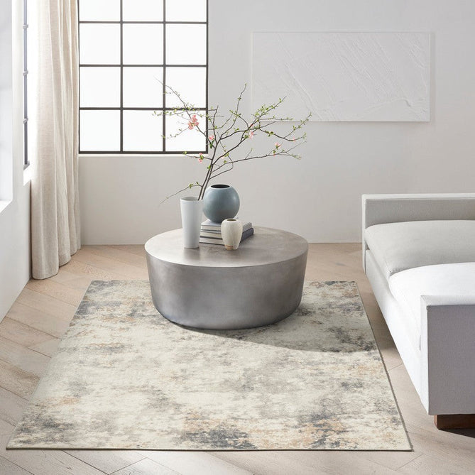 CK005 Enchanting ECH07 Modern Abstract Distressed Hi-Low Textured Low Flat-Pile Ivory/Grey Rug-Calvin Klein-Rug Love - The Most Loved Rug Store