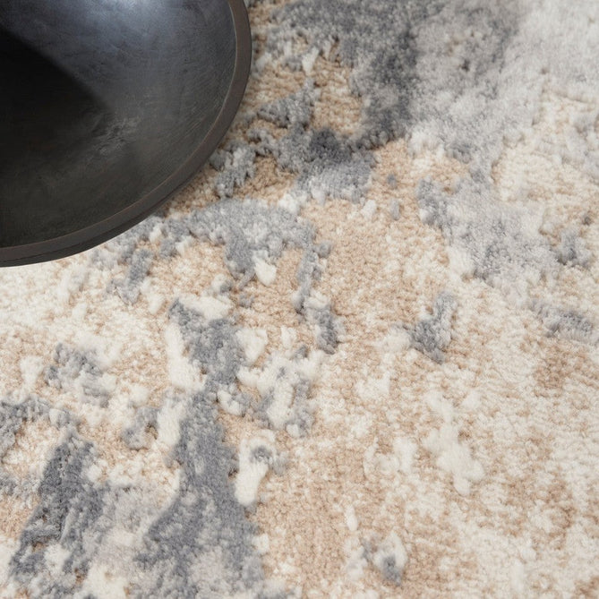 CK005 Enchanting ECH07 Modern Abstract Distressed Hi-Low Textured Low Flat-Pile Ivory/Grey Rug-Calvin Klein-Rug Love - The Most Loved Rug Store