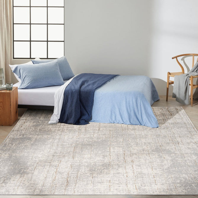 CK950 Rush CK955 Modern Abstract Distressed Hi-Low Textured Low-Profile Short-Pile Ivory/Grey/Beige Runner-Calvin Klein-Rug Love - The Most Loved Rug Store