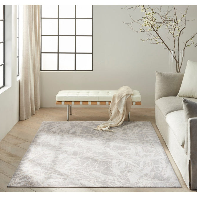 CK950 Rush CK956 Modern Abstract Distressed Hi-Low Textured Low-Profile Short-Pile Grey/Ivory/Biege Runner-Calvin Klein-Rug Love - The Most Loved Rug Store