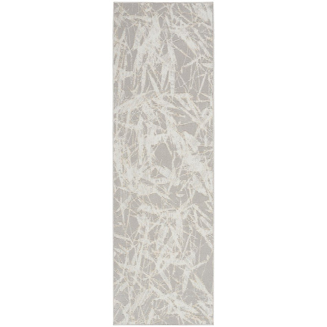 CK950 Rush CK956 Modern Abstract Distressed Hi-Low Textured Low-Profile Short-Pile Grey/Ivory/Biege Runner-Calvin Klein-Rug Love - The Most Loved Rug Store