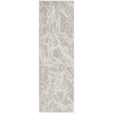 CK950 Rush CK956 Modern Abstract Distressed Hi-Low Textured Low-Profile Short-Pile Grey/Ivory/Biege Runner